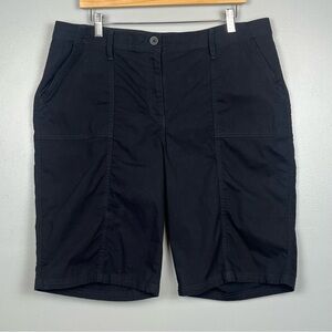 Chico’s black cotton spandex lightweight Bermuda length shorts, size 14.